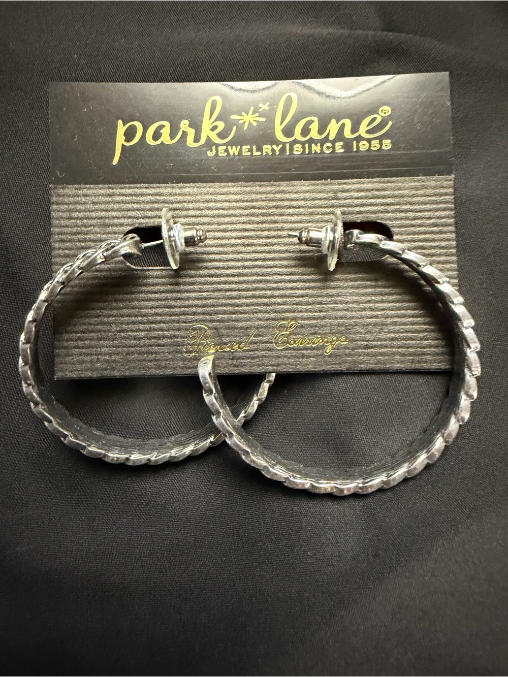Park Lane Silver Braided Textured Hoop Earrings New Retired